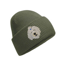 OLD ENGLISH SHEEPDOG EMBROIDERED BEANIE UNISEX  13 COLOURS RECYCLED POLYESTER