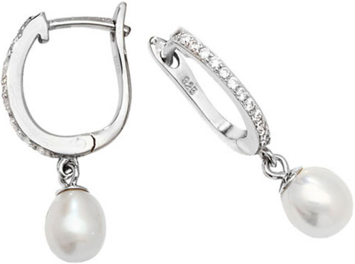 Silver pearl earrings - silver,