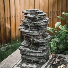 Garden Water Feature Natural Slate Outdoor Electric LED Fountain Waterfall