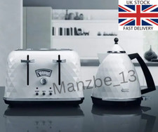 STYLISH 3D Design Rapid Boil 3KW Dome Kettle With Matching 4 Slot Toaster White