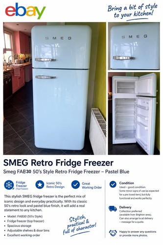 Smeg fab30rpb5uk retro fridge - fab30rpb5uk,