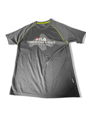 Vintage Fila Graphics men's grey medium training short sleeve tees| SKU 3303