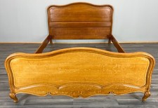 Bed - Vintage French Louis XV Double Bed Frame Oak Carved Headboard  Lot 3792