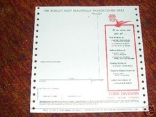 1959 FORD FAIRLANE BLANK REPRODUCTION WINDOW STICKER