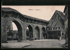 Worms, Rashi Gate with Street Section, Postcard 1944 