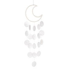 Shell Wind Chime for Outside, Moon Sea Glass Shell Wind Chime [White]