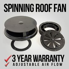 Wind Driven BLACK Van Roof Vent Rotating Low Profile Vehicle Fan 4x4 Air Rotary