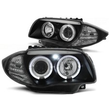 Headlights Angel Eyes LED Black Fits BMW 1 Series E81, E82, E87, E88 AB04-11