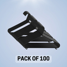 100 X ADULT BLACK COAT HANGERS