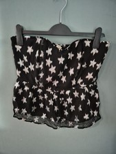 In Other Words Size 14 Black Silver Star Print Corset Bustier Top (625/194/v)