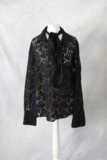 Zara lace blouse pussybow black long sleeve Size Small blouse work elegant BNWT