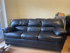 3 seater black leather sofa