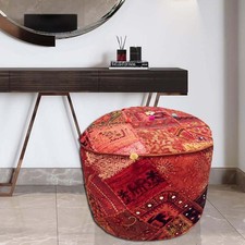 24" HALLOWEEN GIFT BANJARA FURNITURE OTTOMAN BENCH FOOTSTOOL POUF PILLOW COVER