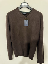 Hackett Jumper V Neck Brown Lambs Wool Large BNWT 