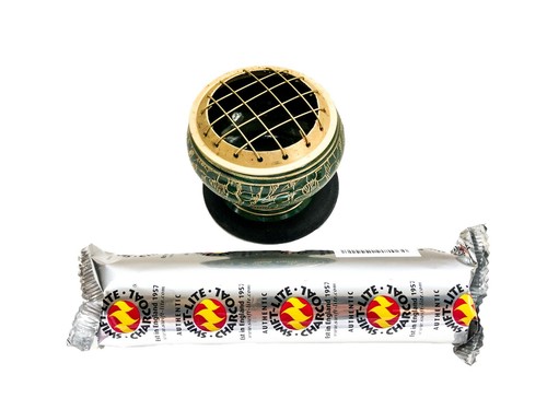 Brass charcoal burner and - charcoal,