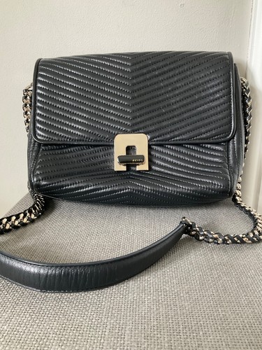 Reiss black leather chevron - reiss,