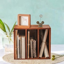 Book Holder Vertical Magazine Rack Perfume Dressing Table Rack Wooden Storage