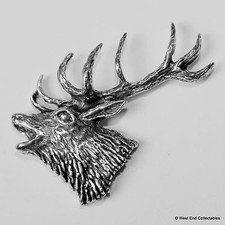 Red Deer Stag Head Pewter Pin