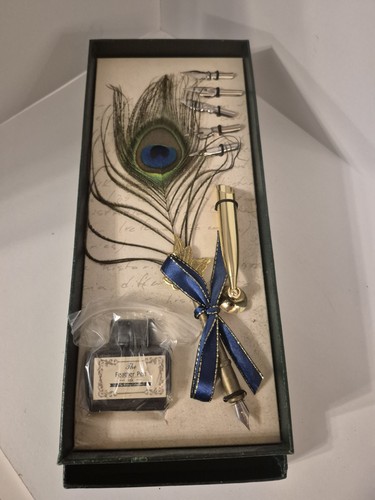 Vintage peacock feather pen - feather,
