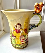 Rare Wadeheath Musical Snow White & The Seven Dwarfs  Jug c1938 Art Deco, Works!