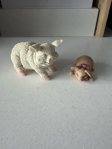 Pair vintage pig figurines - of,