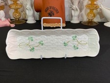Belleek Shamrock Ireland Basketweave Rectangular Mint Candy Dish Tray