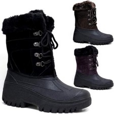 LADIES SNOW BOOTS WOMENS WINTER MUCKER THERMAL FUR YARD WELLINGTONS SKI SHOES