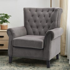 Velvet Armchair Wing High Back