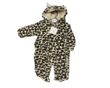 Babies Leopard  Snowsuit Brown Print Girls Unisex Pram suit snowsuit 6-23 Months