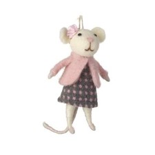 Heaven Sends Felt Hanging Lady Mouse Christmas Decoration - Novelty Ornament