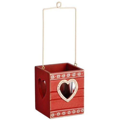 Red wooden tealight - red,