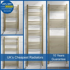 Brushed Brass Heated Towel Rail Radiator Straight Curved Rads Ladder Bathroom