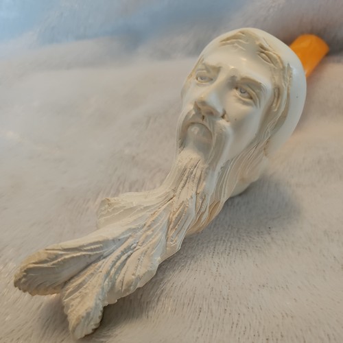 Hand carved meerschaum wise - carved,