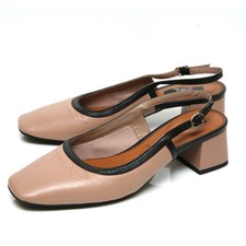 M&S NWT Insolia Brown Tan Leather Flat Slingbacks Shoes Size 6.5 UK Eur 39.5