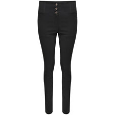 NEW MISS SKINNY Girls High Waisted Black Stretch SEXY 3 Stud Trousers size 8-16