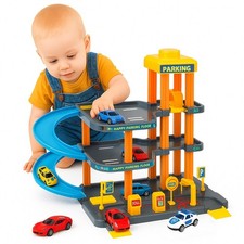 Toy Car Garage 3-Multi Storeys Car Parking Elevator, Ramp, Gas Station Playset