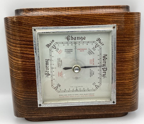 Art deco oak wall barometer - art,