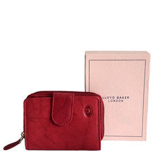 Womens Purse Red Leather Medium Coin Card Wallet - Boxed - Lloyd Baker - RRP £59