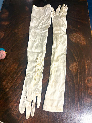 Ivory silk opera gloves long - ivory,