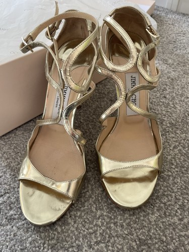 Jimmy choo gold leather heels - gold,