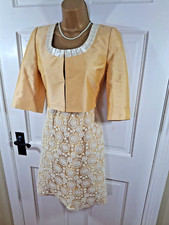 Fee G Yellow & Cream Floral Crochet Beaded Mother Of Bride Outfit, UK 10, VGC