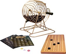Fizz Creations Blingo Gold Bingo Party Family Game with Metal Tombola Drum