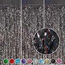 Black metallic foil curtain - black,