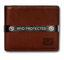 New Premium Quality Bi-fold Leather Wallet RFID Protection Men Brown