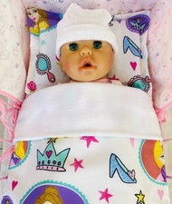 Dolls Pram Cot Bedding Set   Cinderella Princess  Fits Baby Annabell &Baby Born