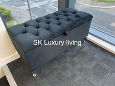 Ottoman Storage Box Chesterfield Velvet Blanket Toy Box  Pouffe Bench Footstool.