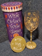 Flame Wine O'Clock Wine Glass Decorative Boxed with Coaster NEW LOVE