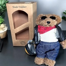 Rare 1997 Disney Store Tender Teddies Biker Teddy Bear In Original Box 10" Tall