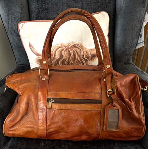 Brown leather holdall - holdall, duffle