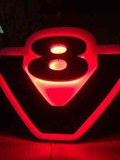 Scania V8 3D RED ACRYLIC GLOSS Led Mirror Board 24v/ 12v / USB